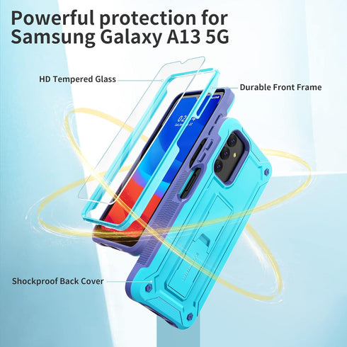 URBANITE for Samsung Galaxy A13 Case with Kickstand, Military Grade Shockproof Protection Cover with Screen Protector Compatible with Galaxy A13 6...