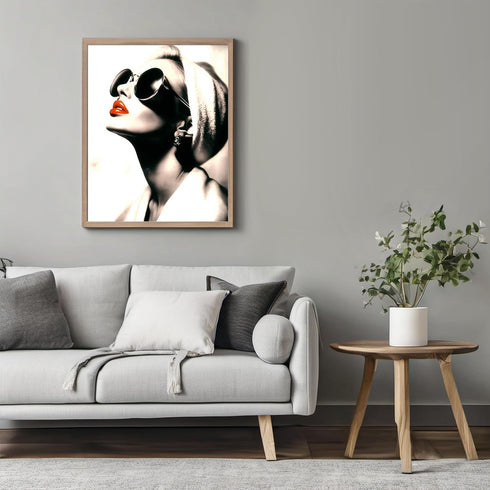 Posterizer 1 pcs-girly chic classic beauty-red lips and sunglasses 3-Photography Art Gift for Women, Fashionistas, Designer Fashion Fans Decor fo...