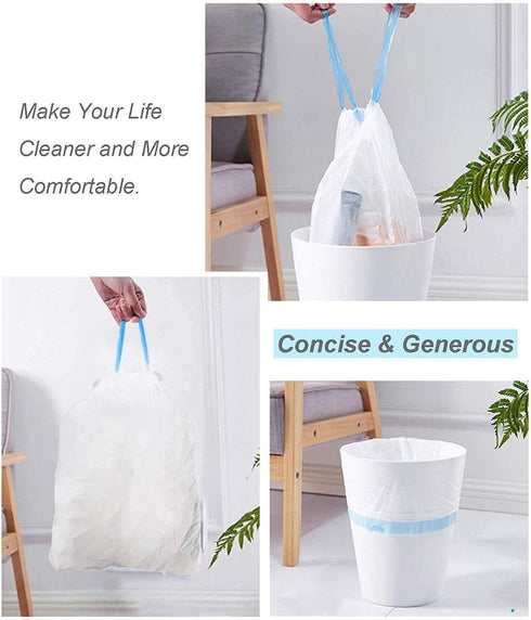 Small Trash Bag, 1.2 Gallon Garbage Bags for Bathroom 75 Counts, 1 Gallon Trash Can liners with Drawstring, Blue Strap Basket Liners, Mini Trash B...