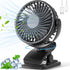 Portable Clip on Fan, 360° Rotate Battery Operated Stroller Fan, 3 Speed Quiet Mini Personal Desk Fan, USB Rechargeable Clooing Fan for Outdoor Ca...