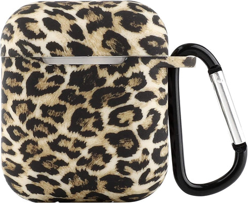 Seadream Silicone Leopard Pattern Protective Cover Case Metal Keychain Compatible with Apple AirPods...