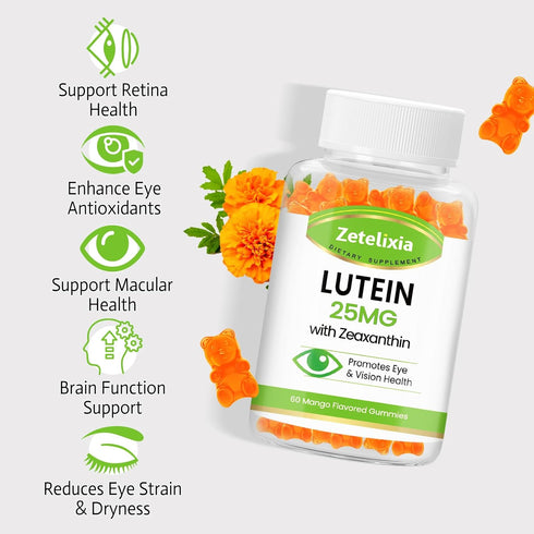 Lutein Gummies 25mg - Eye Vitamins Lutein & Zeaxanthin Eye Health Supplements for Adults,Sugar Free Eye Health Gummies Supplement - Support Vision...