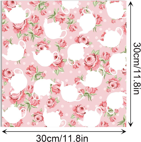Tea Party Scrapbook Paper Pad,24 Pcs Tea Party Double-Sided Decopodge Paper,Cardstock Paper for Scrapbooking DIY Decorative Background Cardmaking ...