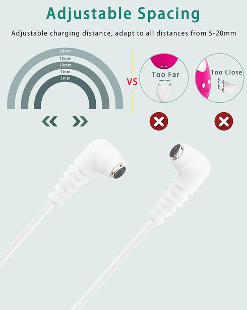 Bicmice Fast Magnetic Charger Cord for Rose and Most Magnetic Massagers DC Charging Cable with 2-Magnet Connector...