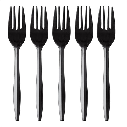 100 Plastic Forks Black Medium Weight | Plastic Cutlery Disposable Forks Utensils - Durable Plasticware Cutlery | Great For Celebrations, Parties,...