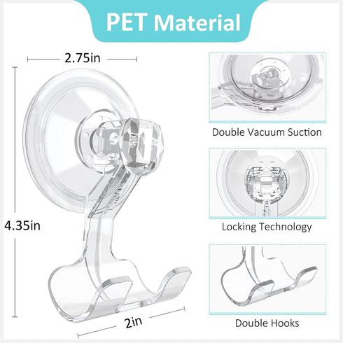 VIS'V Suction Cup Razor Holder, Shower Suction Razor Hooks for His and Hers, Removable and Reusable, Clear, 2 Pcs...