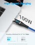 USB C to USB C Cable (100W 5A), 3.3ft USB C Cable with LED Display, New Nylon Type C Charger Cable Fast Charging for MacBook Pro, iPad Pro Air Min...