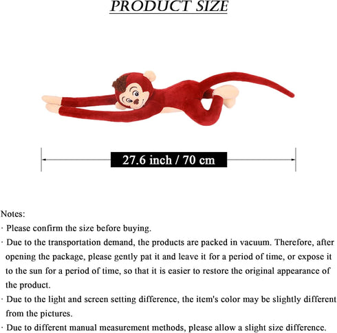 27.6" Hanging Monkey Stuffed Animals Plush Cute Monkey Toy for Kids Adults, Red...
