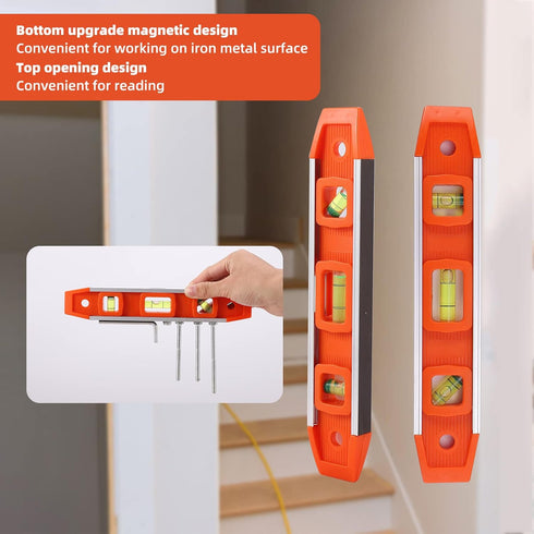 Rafter Square and Torpedo Level Set,Carpentry Squares, Magnetic Leveler Tool with Different Bubbles/45°/90°/180°Measuring Woodworking Square,Alumi...
