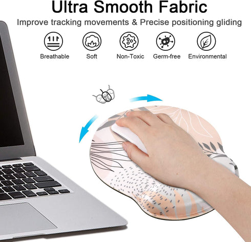 iLeadon Ergonomic Mouse Pad Wrist Support, Non-Slip Rubber Base Wrist Rest Pad for Home, Office Easy Typing & Pain Relief, Tropical Leaves...