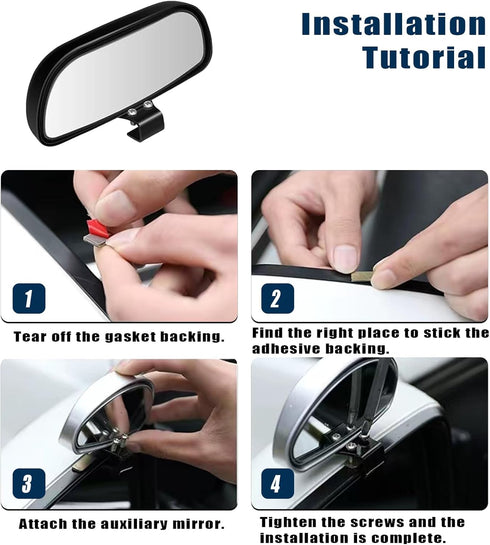 2 PCS Car Side Rearview Blind Spot Mirror, 5.7" x 2.5" 360°Adjustable Convex High-definition Wide-angle Reversing Mirror, Expanded Field of View A...