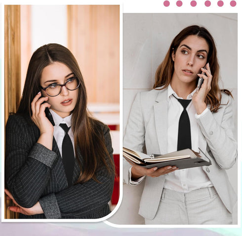 Ties for Women 13" Pre Tied Adjustable Necktie for Girls/Boys Black Tie for Women Skinny Necktie for School Uniforms JK/JC Cosplay Graduation Busi...