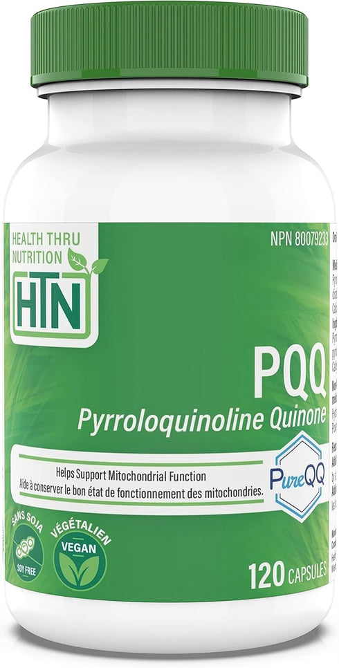 Health Thru Nutrition PQQ 20mg 120 Servings Pyrroloquinoline Quinone as PureQQ | Promotes Mitochondrial Biogenesis | Certified Vegan | Non-GMO Glu...