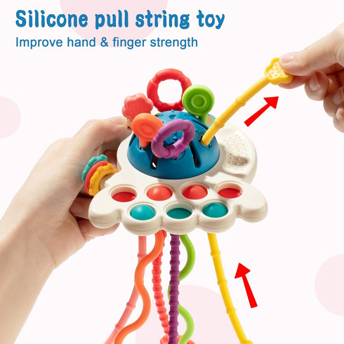 Montessori Toys for 18M+, Food Grade Silicone Pull String Activity Toy, Sensory Toys for Toddlers, Travel Toys for Babies, Baby Toys Fine Motor Sk...