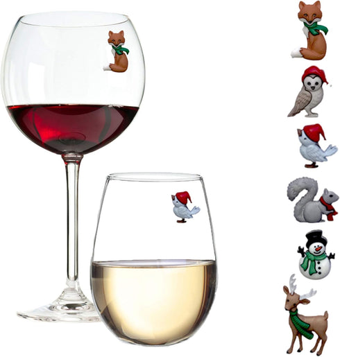 Winter Magnetic Wine Charms That Will Delight Your Guests all Season - Use at Christmas and Beyond - Set of 6 Drink Markers...