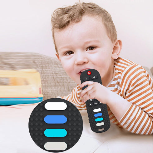 Silicone Baby Teething Toys for Babies 0-18 Months,Baby Silicone Chew Toys,Remote Control Shape Teething Toys,BPA Free(L-Black)...