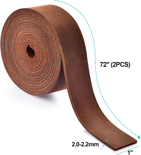 Leather Strap 1 Inches Wide Flat Leather Straps for Crafts, Full Grain Leather Strips for Crafts, Tooling, Belt, Garden Tools (2mm Thick 72 Inches...
