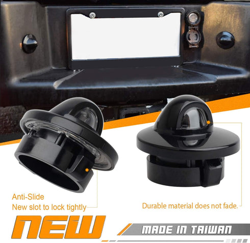 HERCOO License Plate Lights Lamp Lens Black Housing Compatible with 1999-2015 F150 F250 F350 F450 F550 Super Duty Bronco Excursion Expedition Expl...