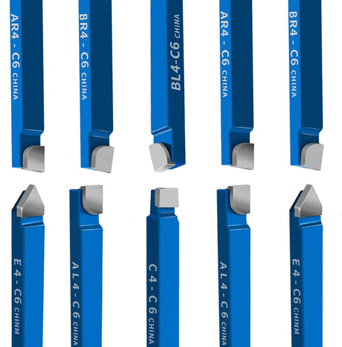 10PCS 1/4" Metal Lathe Cutting Tools,C-6 Carbide Tip Cutter Tool Bit Cutting Set,Milling Welding Bit Lathe Cutting Tool Kit...