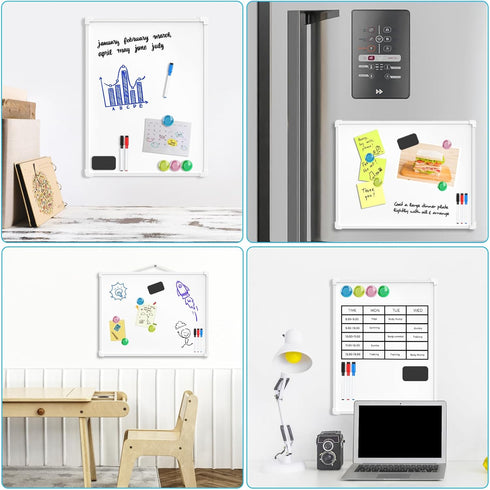 MaxGear Double-Sided Dry Erase Board for Wall, 16"x12" Hanging Whiteboard, Small Dry Erase White Board with 3 Markers&4 Magnets, Portable Whiteboa...