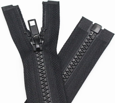 YaHoGa 2PCS #5 6 Inch Separating Jacket Zippers for Sewing Coats Jacket Zipper Black Molded Plastic Zippers Bulk (6" 2pc)...