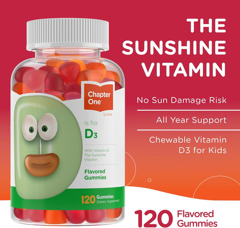 Zahler - Chapter One Vitamin D 3 1000 IU Gummies (120 Flavored Gummies) - Certified Kosher Chewable Vitamin D3 Gummies for Kids & Adults - VIT D3 ...