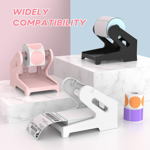 Label Holder Thermal Label Holder for Rolls and Fanfold Labels Shipping Label Stand Desktop Printer DIY Accessory Supplies for Home, Office (Pink)...