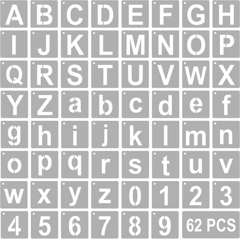 62 Pcs Letter Stencils 2 Inches Alphabet Letter Templates Reusable Letter and Number Stencils Art Craft Stencils for Painting Letters Numbers on W...