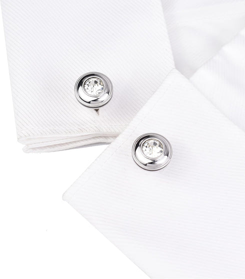 Mens classic cufflinks business wedding shirts gifts (white)...