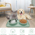 BNOSDM Double Dog Food Bowls Stainless Steel Dog Food and Water Bowls with Non-Spill Plastic Mat Pet Cat Feeder Bowl Set for Puppy Cats Kitten Sma...