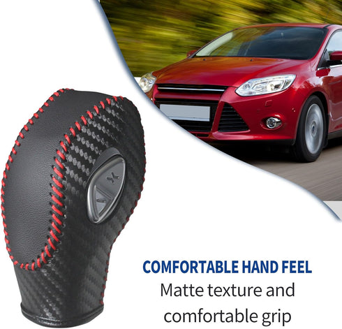 PU Carbon Fiber Gear Shift Knob Cover Fit for Ford Focus (2012-2016), Fiesta (2014-2016), Fusion S, SE (2013-2016)...