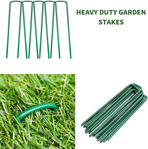 Garden Pegs Pins Ground Stakes Staples Spikes U Shaped Landscape Securing Nail Pin Lawn Fabric Netting Matting 6Inch 20PCS...