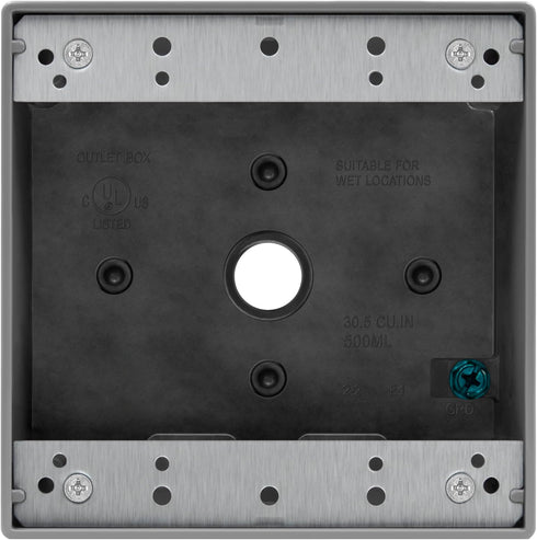 ENERLITES Weatherproof Outlet Box with Five 1/2-in Threaded Outlets, Outdoor Electrical Box, 5 Holes 0.50” Each, 2-Gang, 4.53” Height x 4.53” Leng...