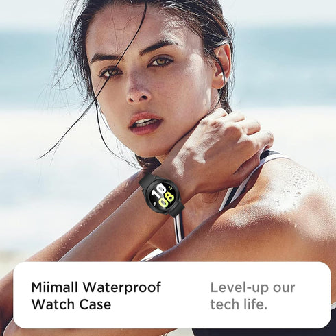 Miimall Waterproof Case for Samsung Galaxy Watch 6 40mm, Hard PC Bumper Cover with Tempered Glass Screen Protector for Galaxy Watch 6, Full Covera...