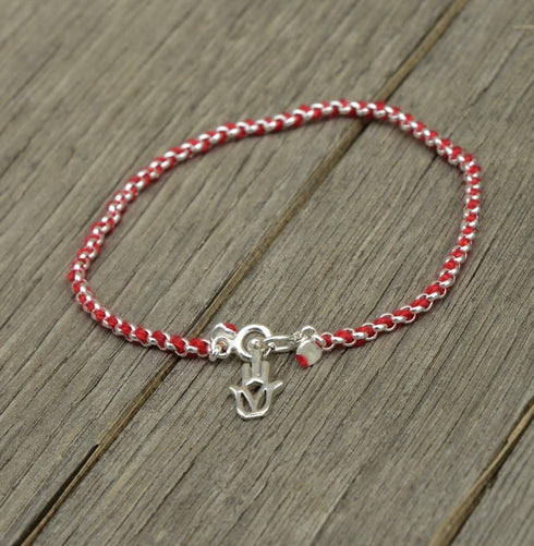 Protection Evil Eye Bracelet - Lucky Hamsa Hand Charm - 7 Inch Sterling Silver Jewelry - Best Kabbalah Red String Bracelets for Women...