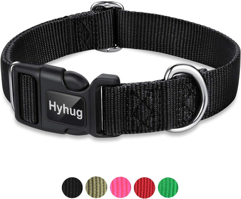 Hyhug Pets Classic Regular Solid Color Collection Pup Dog Collar (Small, Black)...
