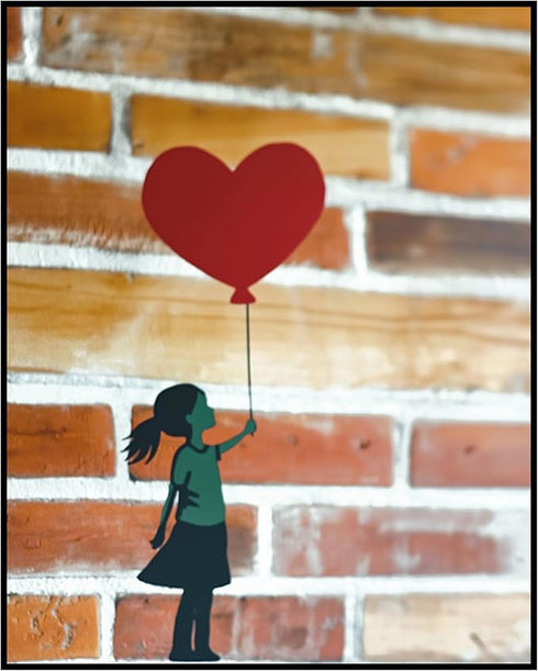 Posterizer 1 pcs-girl with heart balloon-cute girly abstract poster -3-Romantic Art Gift for Daughter, Son, Kids Decor for nursery toddlers kids r...