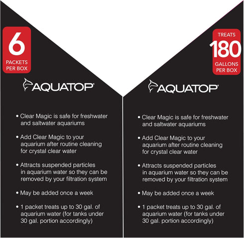 Aquatop Clear Magic Water Polisher, 6 Pack – For Saltwater & Freshwater Tanks, Aquarium Cleaner, Water Clarifier for Fish Tank, Keeps Water Crysta...