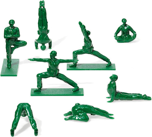 Yoga Joes Series 1 Green Toy Soldiers, Set of 9 Army Men Yoga Pose Figurines - Decor for Desk, Office, Classroom, Home, or Studio - Zen Meets GI J...