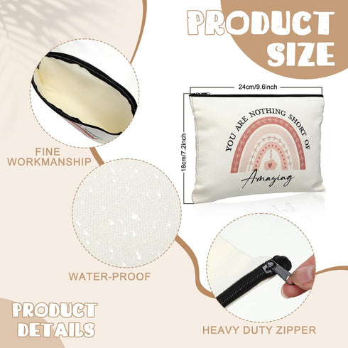 12 Pieces Thank You Gift Makeup Bags Inspirational Gifts for Social Worker Nurse Women Appreciation Gift for Colleague Coworkers Teacher Volunteer...