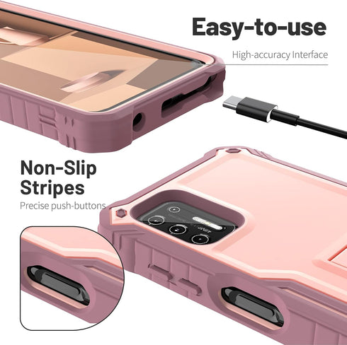 ExoGuard for Moto G Stylus 2021 Case, Rubber Shockproof Full-Body Cover Case Built-in Screen Protector and Kickstand Compatible with Moto G Stylus...