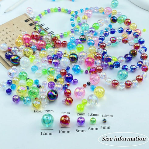 300 PCS 8mm Acrylic Round Beads Clear AB Colors Bubble Spacer Beads Loose Craft Beads for DIY Jewelry Making Bracelet Necklace Earring Ornament Wi...