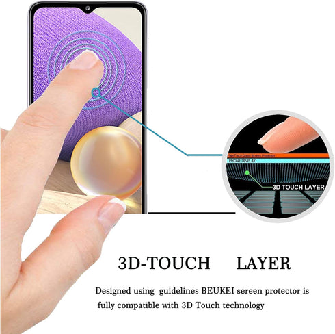 (3 Pack) Compatible for Samsung Galaxy A32 5G Screen Protector Tempered Glass, Touch Sensitive,Case Friendly, 9H Hardness...