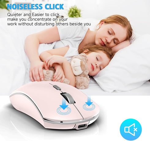 AooKoNi Wireless Mouse, Rechargeable 2.4G USB Optical Wireless Mouse, 3 Adjustable DPI Levels Silent Rechargeable Mouse for Laptops, PC, Computers...