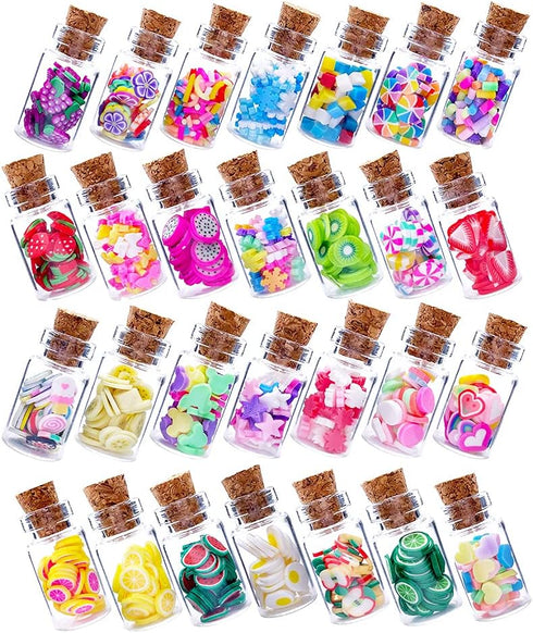 30PCS Cute Miniature Dollhouse Food Jar Glass Bottle 1:12 Pretend Play Doll House Kitchen Decoration 1:6 Lovely Mini Fruit Simulation Scene Candy ...