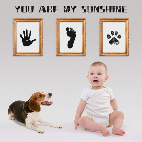 Ink Pad, 5x4'' Washable Non-Toxic Ink Stamp Pad for Baby Footprint Handprint, Black...