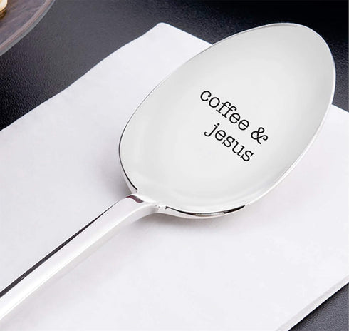 coffee Jesus engraved spoon - Christian Gifts for her - Pastor Gift Idea - Inspirational kitchen spoon - Religious spoon - Keepsake coffee spoon -...