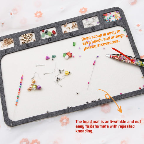 EuTengHao Bead Design Board with Beading Mat Kit, Grey Flocked, All-in-One Jewelry String Beading Needles Jewelry Organizer Tray for Creating Brac...