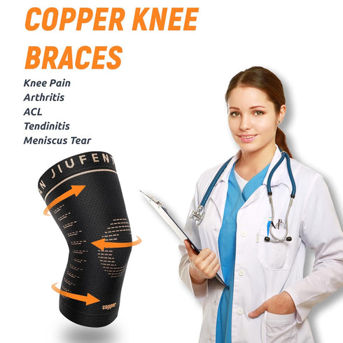 JIUFENTIAN Copper Knee Sleeve,Copper Knee Braces for Women and Men Arthritis,ACL, Tendinitis, Meniscus Tear, Joint Pain Relief, Running, Working O...