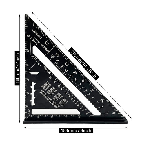 7 inch Rafter Square Aluminum Alloy Double Scale Triangle Ruler Angle Ruler Carpenter Triangle Square Rafter Tool Mensurement Tool for Woodworking...